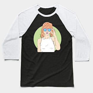 illustrator women pink glasses Baseball T-Shirt